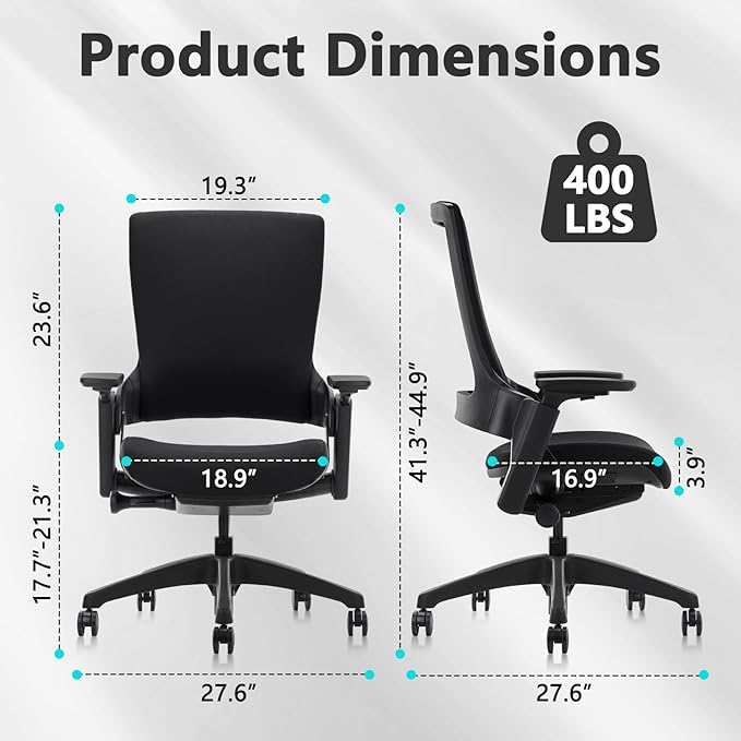 CLATINA Swivel Executive Computer Chair with 3D Armrest and Lumbar Support, Adjustable Ergonomic Fabric Backrest Task Chair for Home Office Conference Room