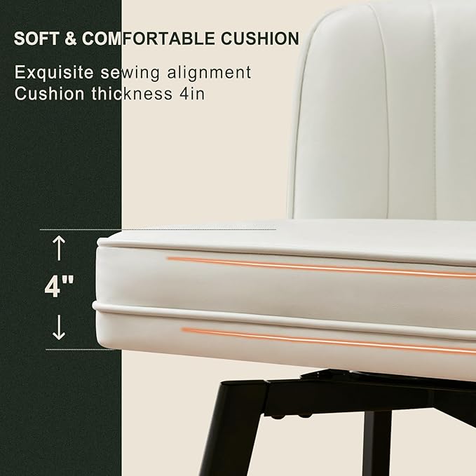 Swivel Counter Height Bar Stools Set of 3, 30'' Modern Barstools with Backs and Metal Legs, Upholstered Bar Chairs, Faux Leather White Stools for Kitchen Island Chairs