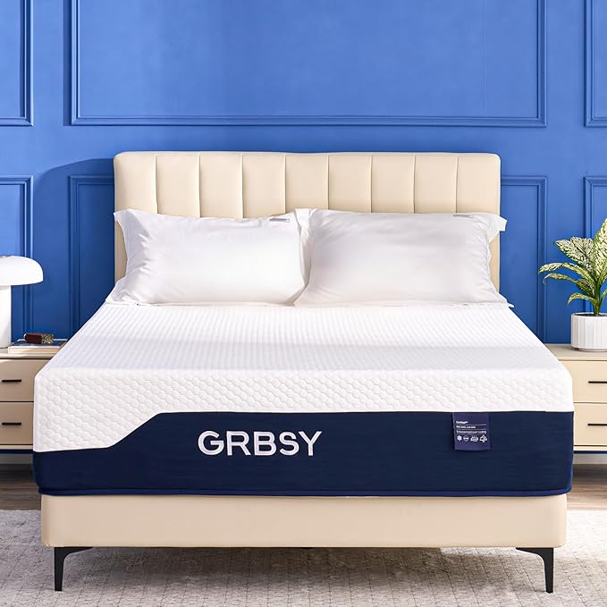 Queen Mattress Firm, 14 Inch Cooling Gel Memory Foam Mattress, Back Pain Relief, Cooling Ice Silk Cover, Bed Mattress in Box, CertiPUR-US Certified