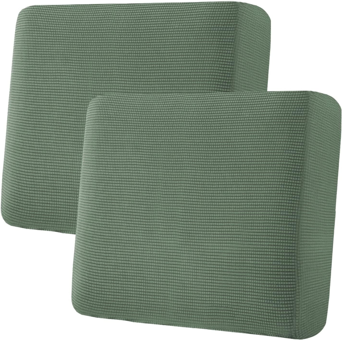 H.VERSAILTEX Super Stretch Individual Seat Cushion Covers Sofa Covers Couch Cushion Covers Slipcover Sets Thick Jacquard Textured Twill Fabric (2 Piece Large Sofa Cushion Covers, Loden Frost)