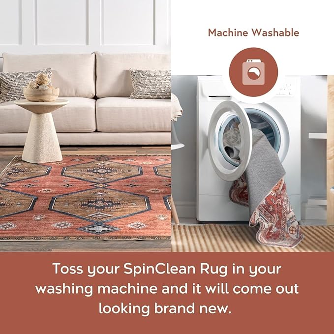 nuLOOM Nikita Faded Geometric Machine Washable Area Rug - 2x6 Machine Washable Runner Rug Contemporary Beige/Tans & Ivories Rugs for Living Room Bedroom Dining Room Entryway Hallway Kitchen