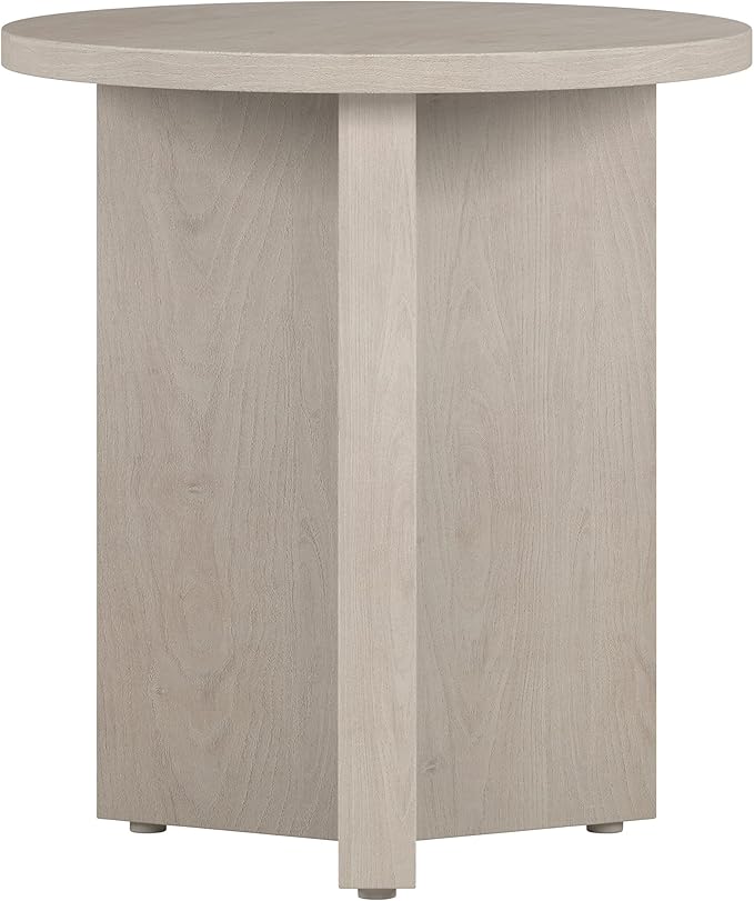 Henn&Hart 20" Wide Round Side Table in Alder White, for Home, Living Room, Bedroom, Entertainment Room or Office