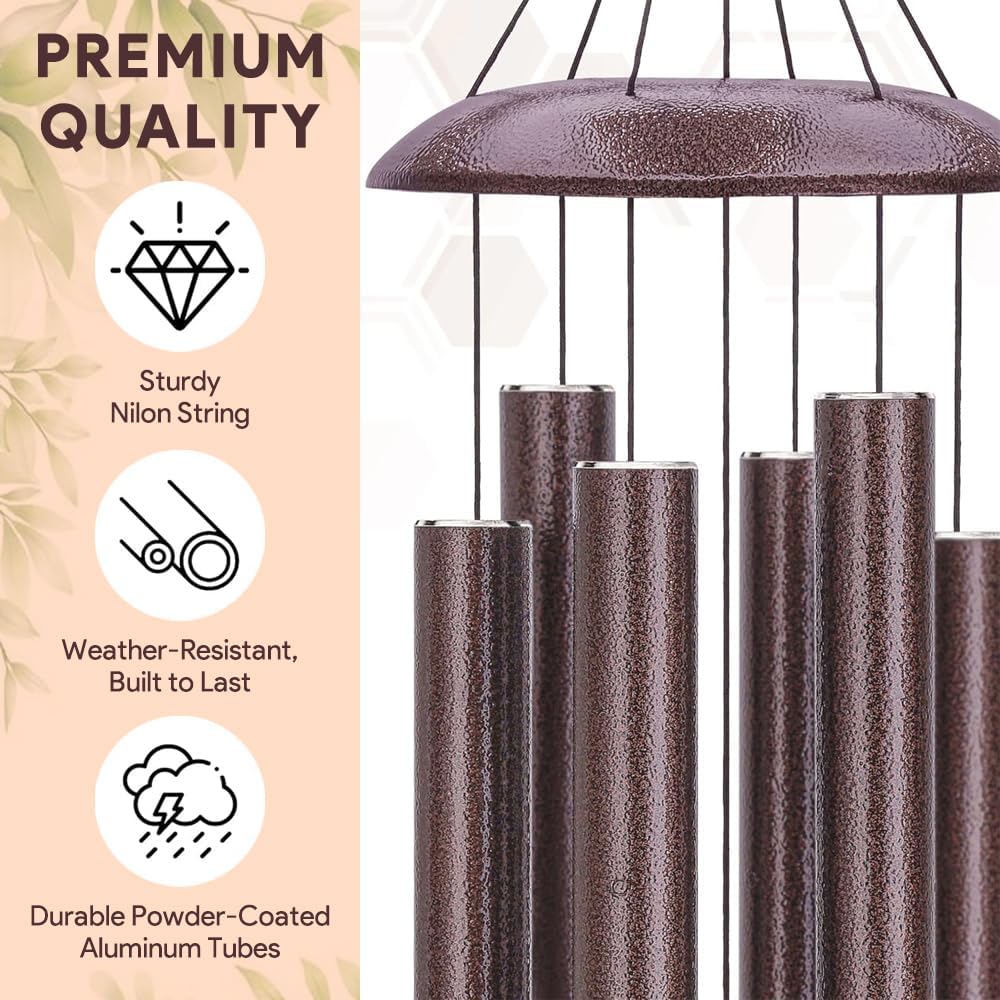 Personalized Wind Chimes, Peach Blossom Sympathy Wind Chime, in Loving Memory for Loss of Loved Dad/Mom, Large Commemorative Sympathy Bereavement Condolences Gifts for Funeral