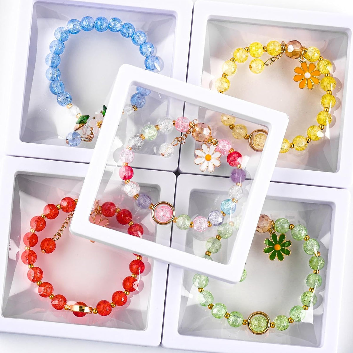 XSEINO About 1200PCS 6mm Glass Beads Bracelet Making Kit,24 Assorted Warm Yellow Wilt Series Colorful Crystal Beads for Bracelet and Jewelry Making and DIY Crafts,Friendship Bracelets