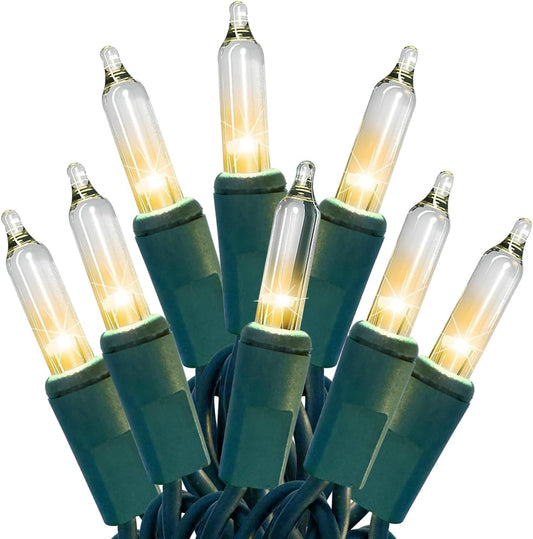 HISHINY Christmas Lights 100 Count Clear Christmas Tree String Lights with Green Wire for Outdoor Indoor Christmas Decorations Wedding Decorations Valentines Day Decor,UL Certified (32feet)
