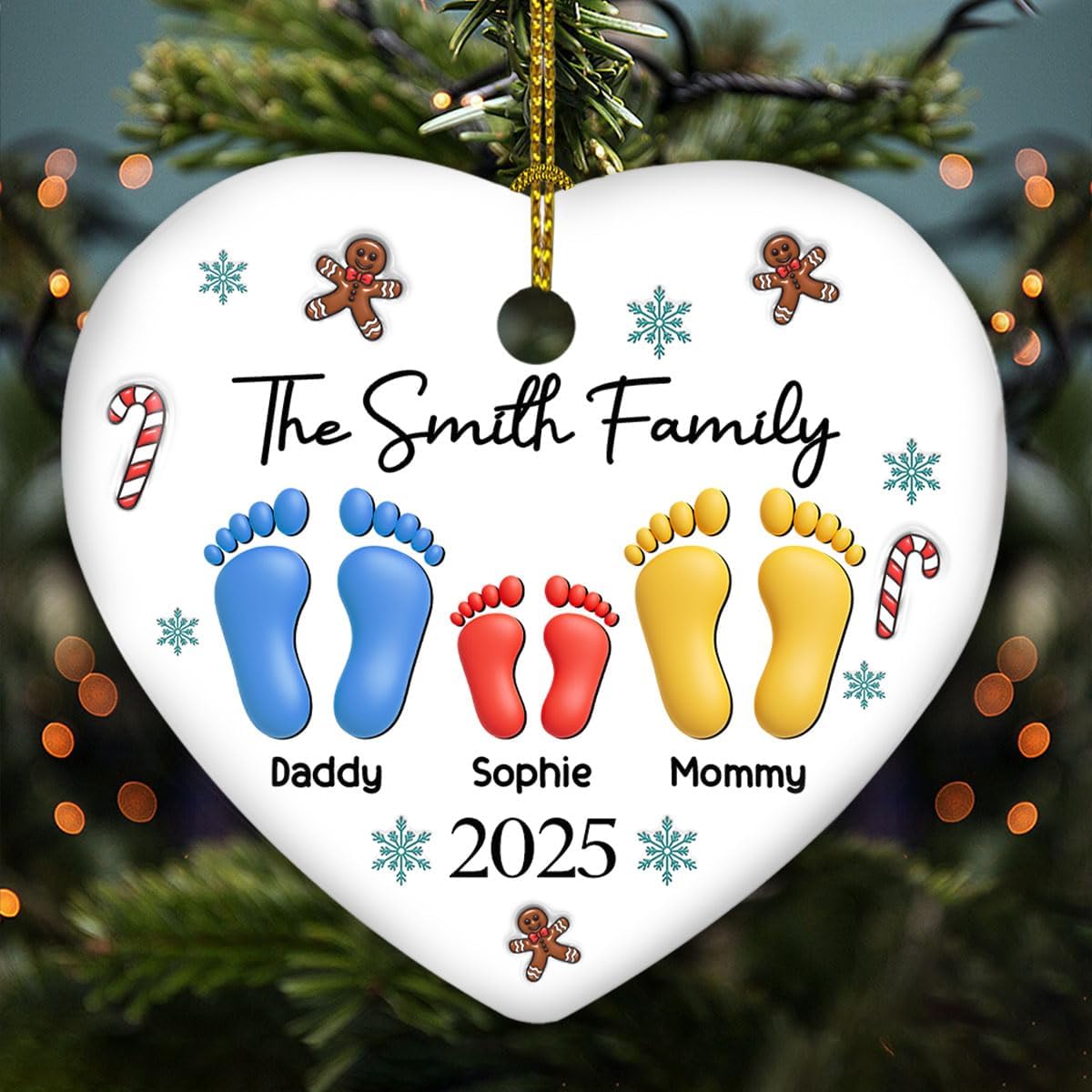 Personalized 3D Effect Ceramic Ornament – Gift for Family Members and Home Decor, Family Together Christmas 2025 Ornament