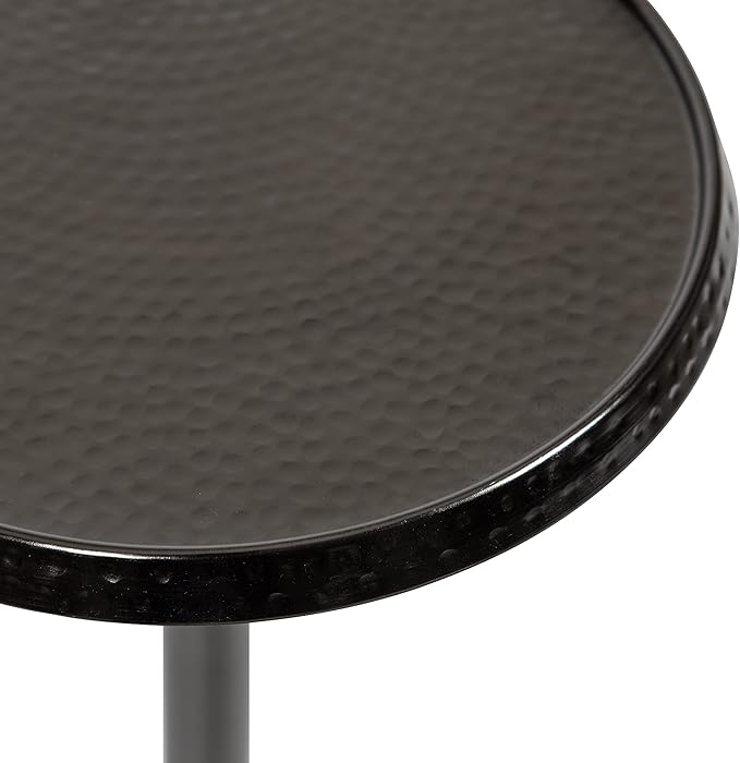 Kate and Laurel Sanzo Modern Pedestal Side Table; 9 x 9 x 23; Pewter; Decorative End Table with Hammered Tabletop