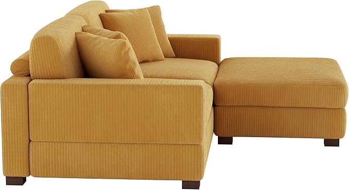 Modular Sectional Couches for Living Room, Modern Loveseat 2-Seater Sofa Couch with Ottoman, Upholstered Couches for Living Room Bedroom, Orange
