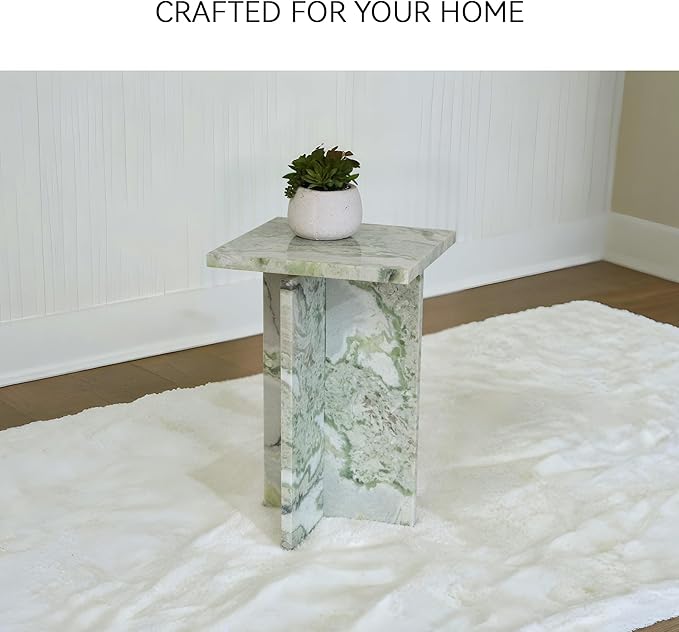 Signature Design by Ashley Deaconwell Contemporary Marble Accent Table, White & Light Green
