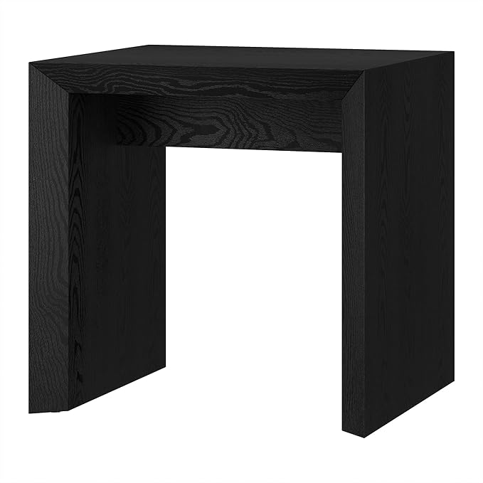 Henn&Hart 22" Wide Rectangular Side Table in Natural Black, for Home, Living Room, Bedroom, Entertainment Room, Office