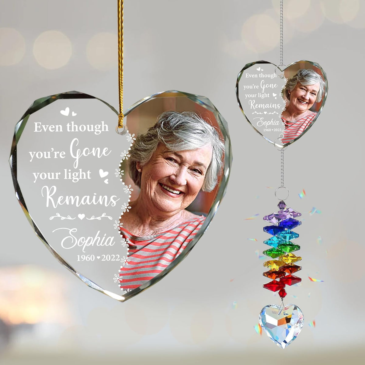 2025 Personalized Memorial Acrylic Ornament – Christmas-Birthday-Anniversary Keepsake for Loss of Loved One – Custom Photo Name Year – in Loving Memory Heart Decoration (Memorial001)