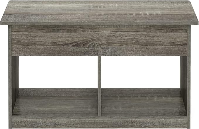 Furinno Jensen Living Room Lift Top Coffee Table with Hidden Compartment, French Oak Grey