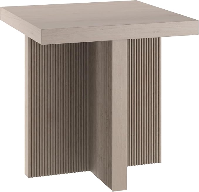 Henn&Hart 22" Wide Square Side Table in Alder White, for Home, Living Room, Bedroom, Entertainment Room, Office