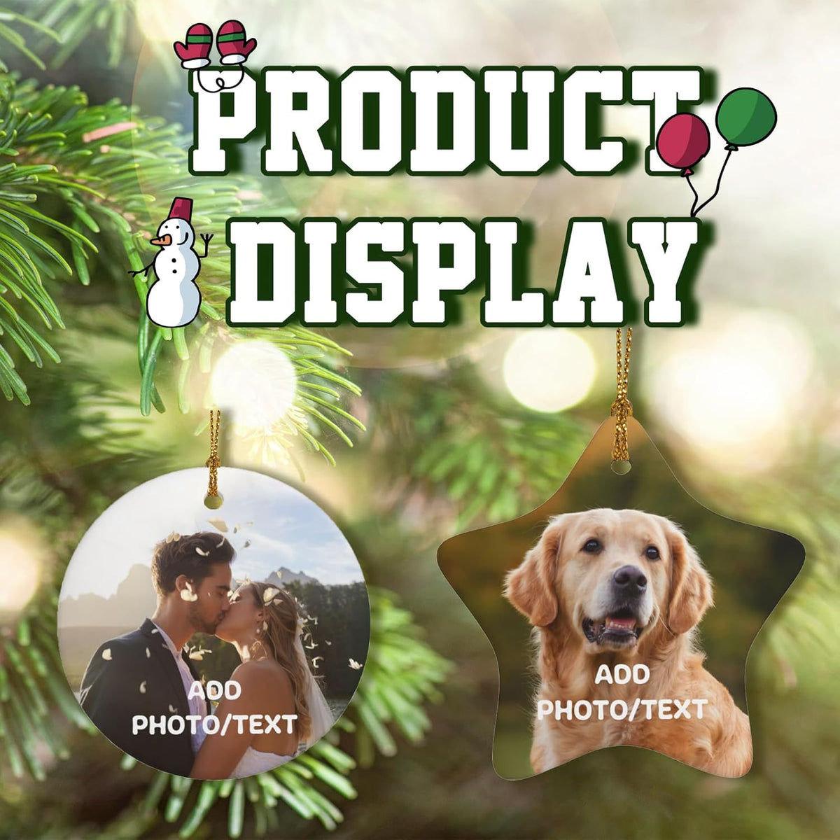 Personalized Christmas Ornaments 2025 Custom Ornament Xmas Photo Ornament Customized Gifts Round 4pcs