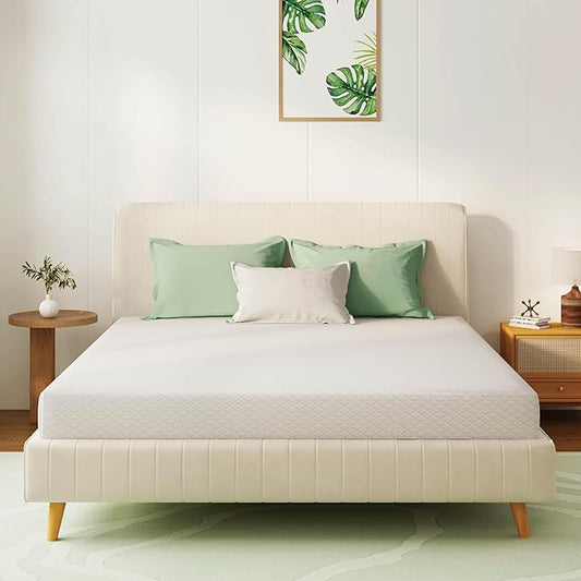 Full Size Mattress 5 Inch Green Tea Memory Foam Mattress for Cool Sleep & Pressure Relief, Medium Firm Feel,Fiberglass Free, Bed in a Box, Removable Washable Cover, CertiPUR-US Certified