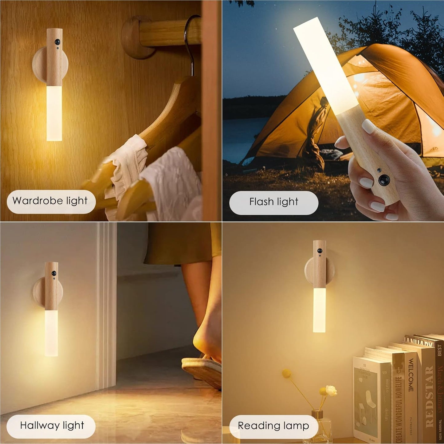 Montford Wall Sconces Set of Two Battery Operated, Motion Sensor Night Light Magnetic Wall Light Rechargeable Wall Sconce, Peel and Stick Sconce Lights for Hallway