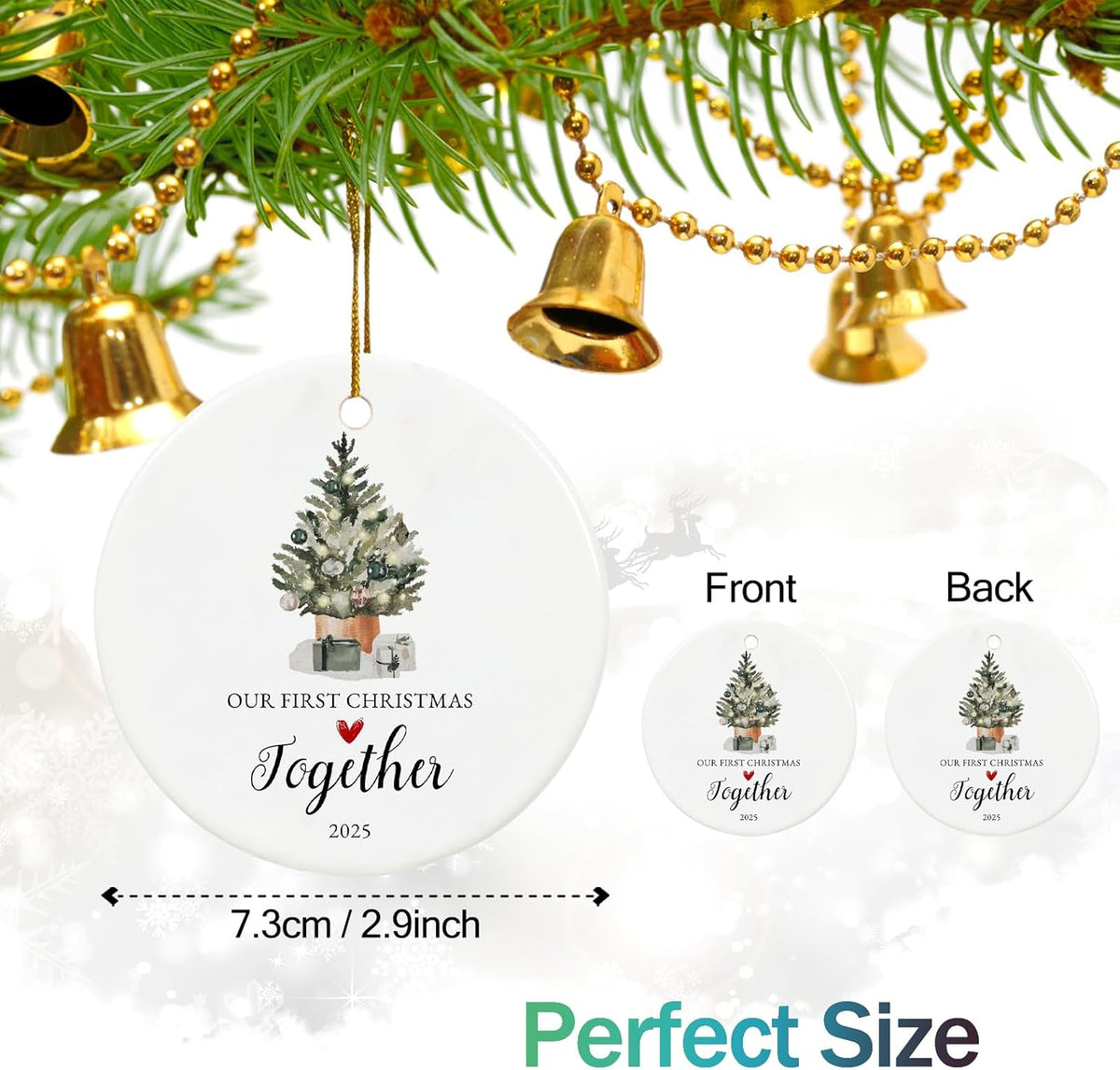 Our First Christmas Together Ornament 2025,Our First for Couple, Ceramic Keepsake 1st Christmas Together Ornaments with Ribbon and Gift Box