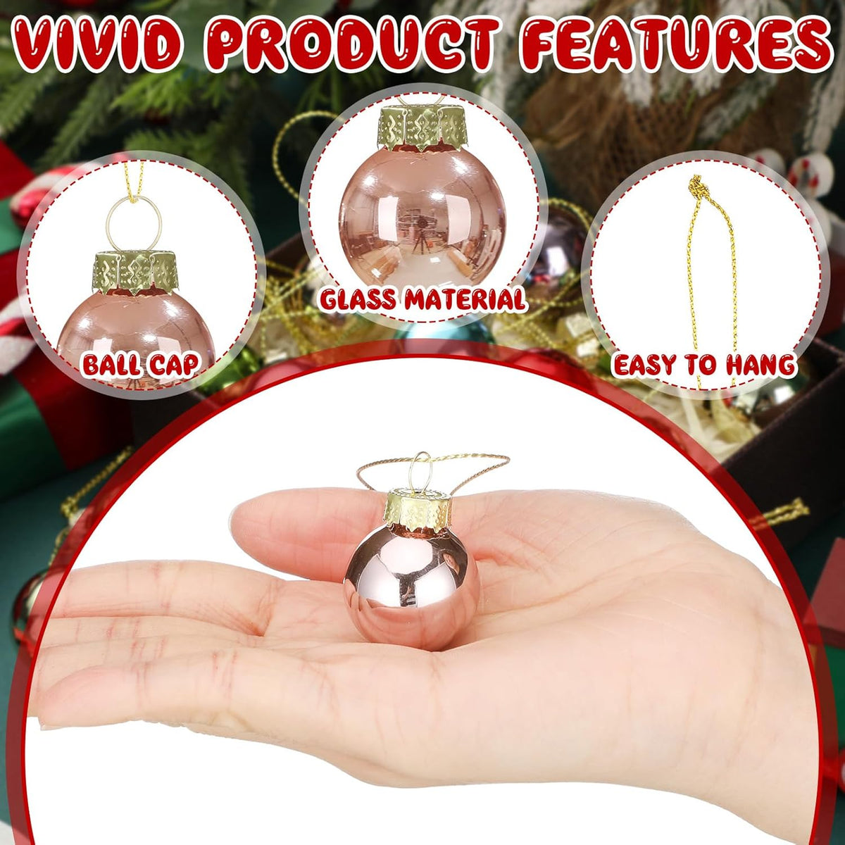Tioncy 32 Pcs 1 Inch Mini Glass Christmas Ornaments Balls Shiny Christmas Balls Tiny Tree Hanging Decoration Small Colorful Ball Pendant for Xmas Party Supplies(Macaron Color)