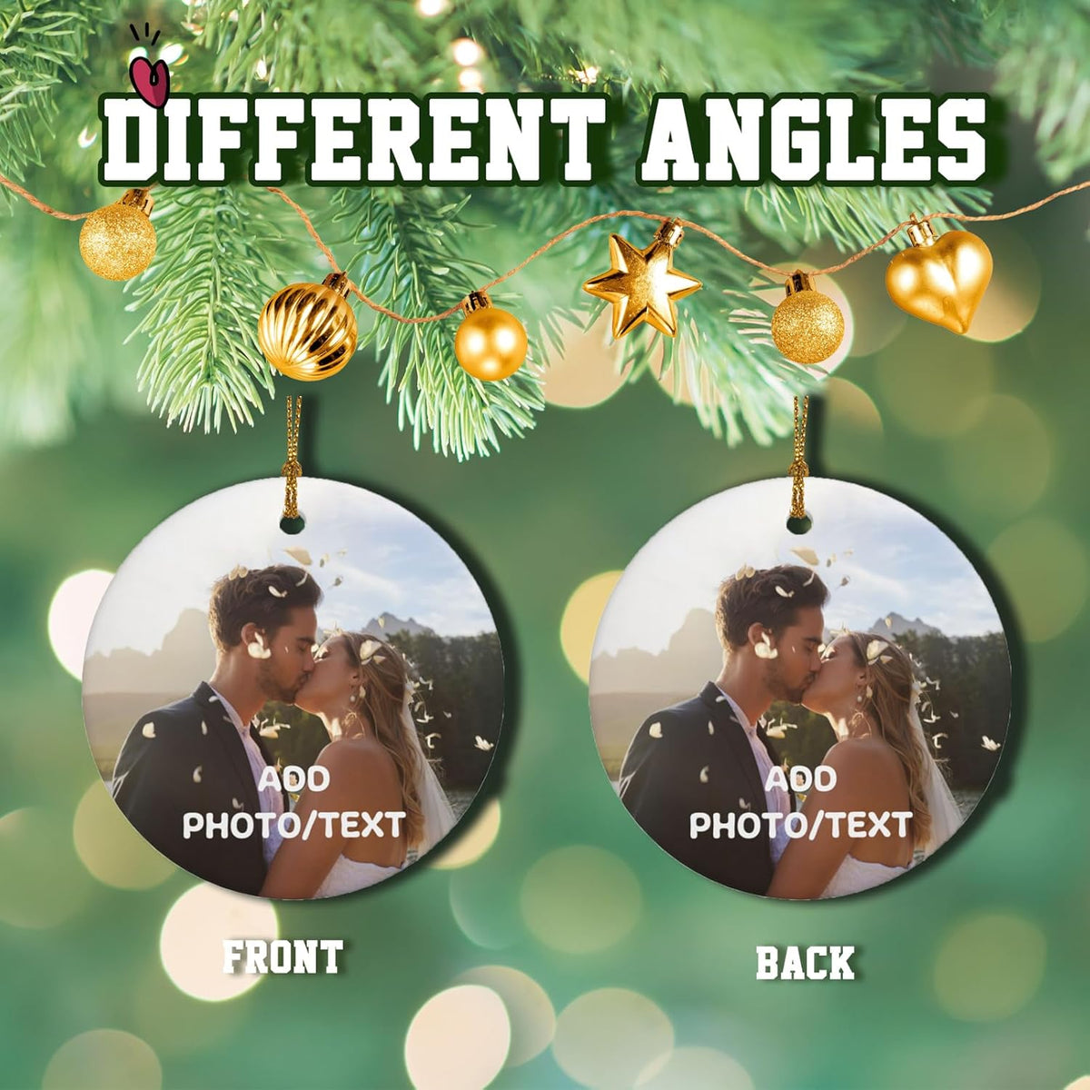Personalized Christmas Ornaments 2025 Custom Ornament Xmas Photo Ornament Customized Gifts Round 2pcs