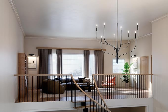 KICHLER Livadia 8-Light Chandelier, Soft Modern-Light in Black, for Foyer, Great Room, or Vaulted Dining or Bedroom (47.75" x 47.75"), 52675BK