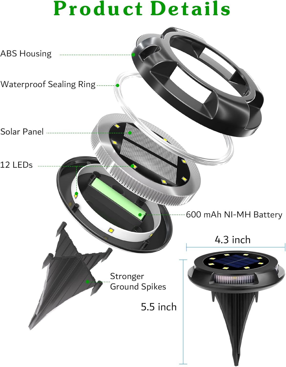 Biling Solar Pathway Lights - 8 Pack Multi Color Outdoor Uplight Sidelight Ground Lights for Yard Walkway Garden Halloween Decorations