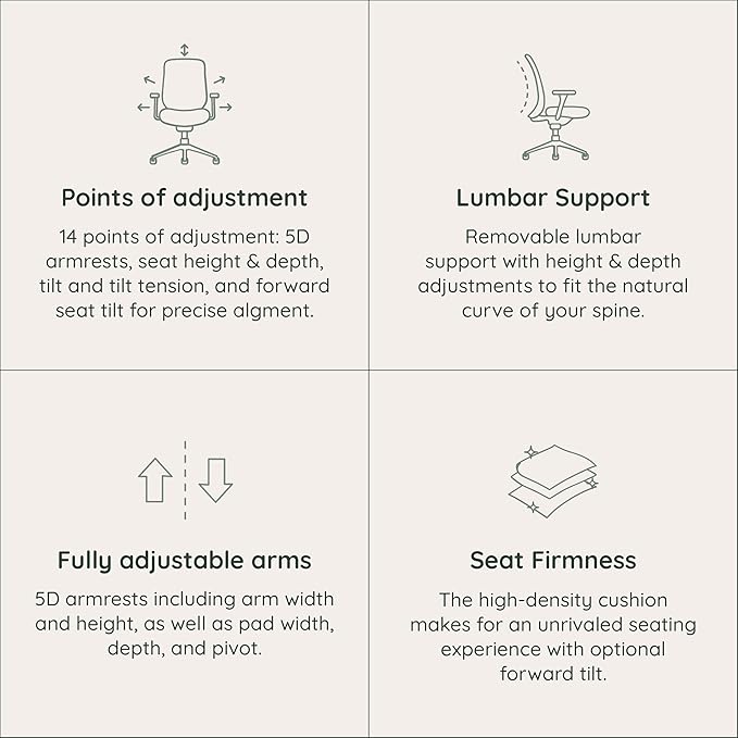 Branch Ergonomic Chair Pro - Mesh Office Chair with 14 Points of Adjustment - Height, Depth & Tilt Adjustable - 5D Armrests - Forward Tilt, Smooth Recline, and Lumbar Support - Mineral