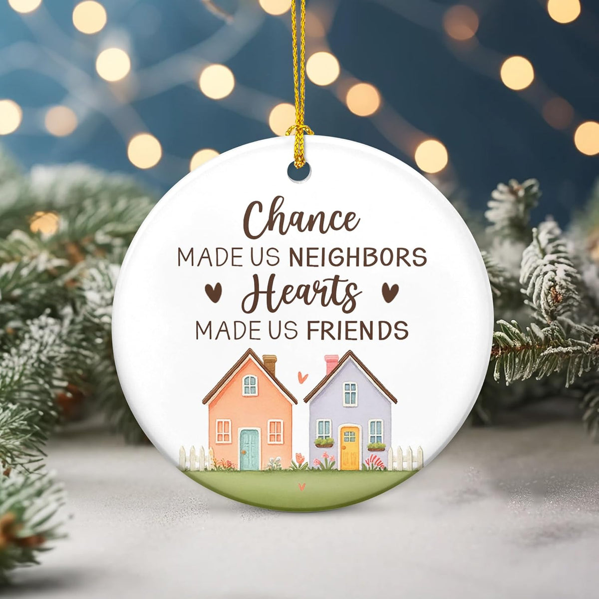 OASSIE Neighbors Friend Gifts for Women, Christmas Ornaments 2025 - The Neighborhood, Friendship Gifts for Women, Hello Neighbor Friends - Christmas Tree Decoration Ceramic Ornaments