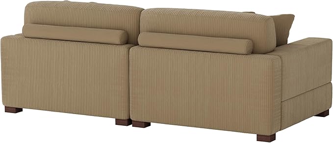 Modular Sectional Couches for Living Room, Modern Loveseat 2-Seater Sofa Couch with Ottoman, Upholstered Couches for Living Room Bedroom, Camel