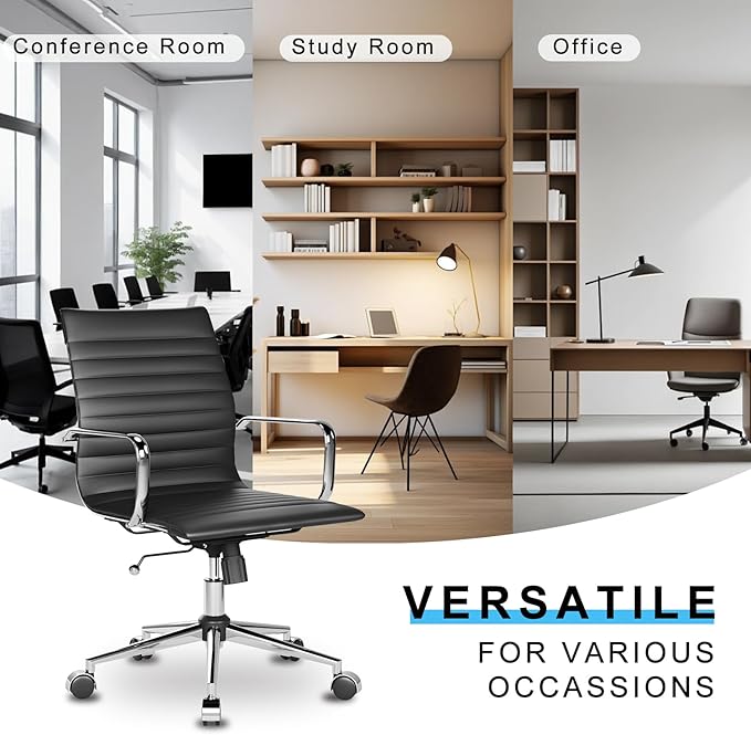 Desk Chair Comfortable Swivel Office Chair with Wheels and Armrests Wide Heavy-Duty Seat for Women and Men 22.83in Ergonomic Chair for Home Office，Black