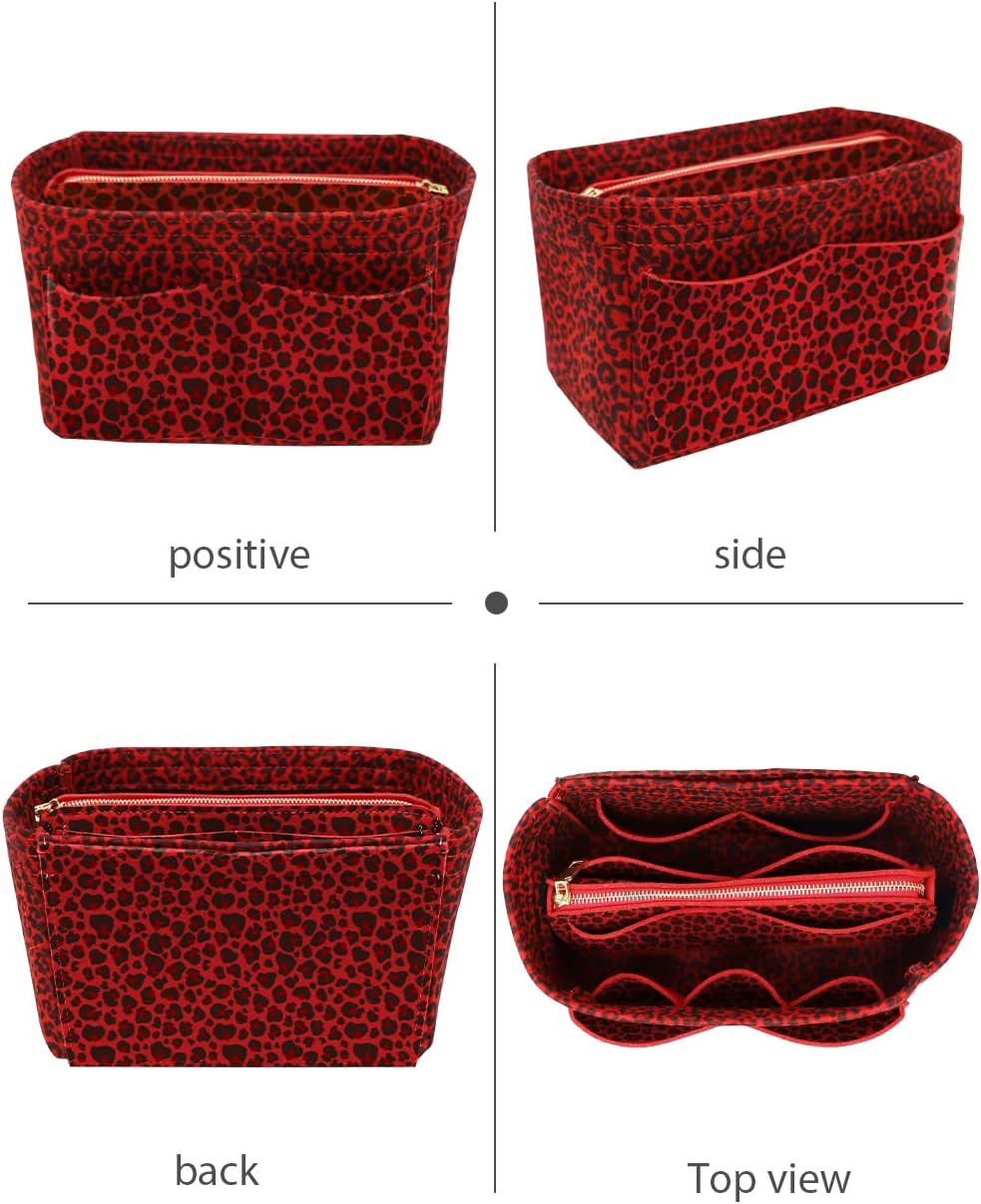 LEXSION Felt Purse Bag Organizer Insert with zipper Bag Tote Shaper Fit Speedy Neverful PM MM