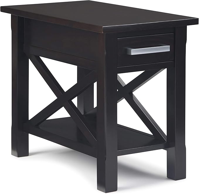 SIMPLIHOME Kitchener SOLID WOOD 14 inch Wide Rectangle Contemporary Narrow Side Table in Hickory Brown for the Living Room and Bedroom