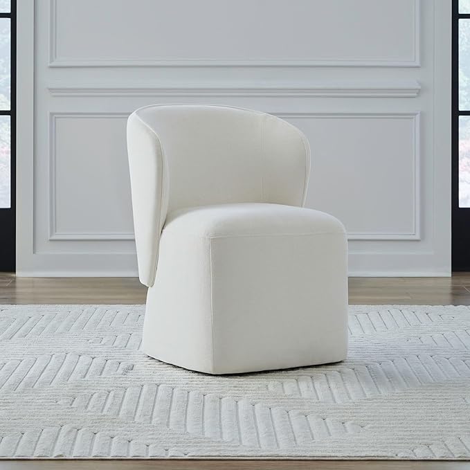 Liberty Furniture Accent Dining Chair with Castors - Rounded Arm - Ivory Upholstry