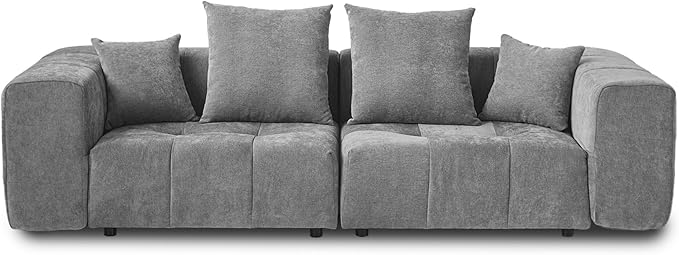 JACH 2 Seater Sofas Sectional Couches, Modern Love Seat Office Couch, Loveseat Modular Couch, Cozy Sleeper Sofa for Apartment, Bedroom, Living Room (Linen Fabric, Grey)