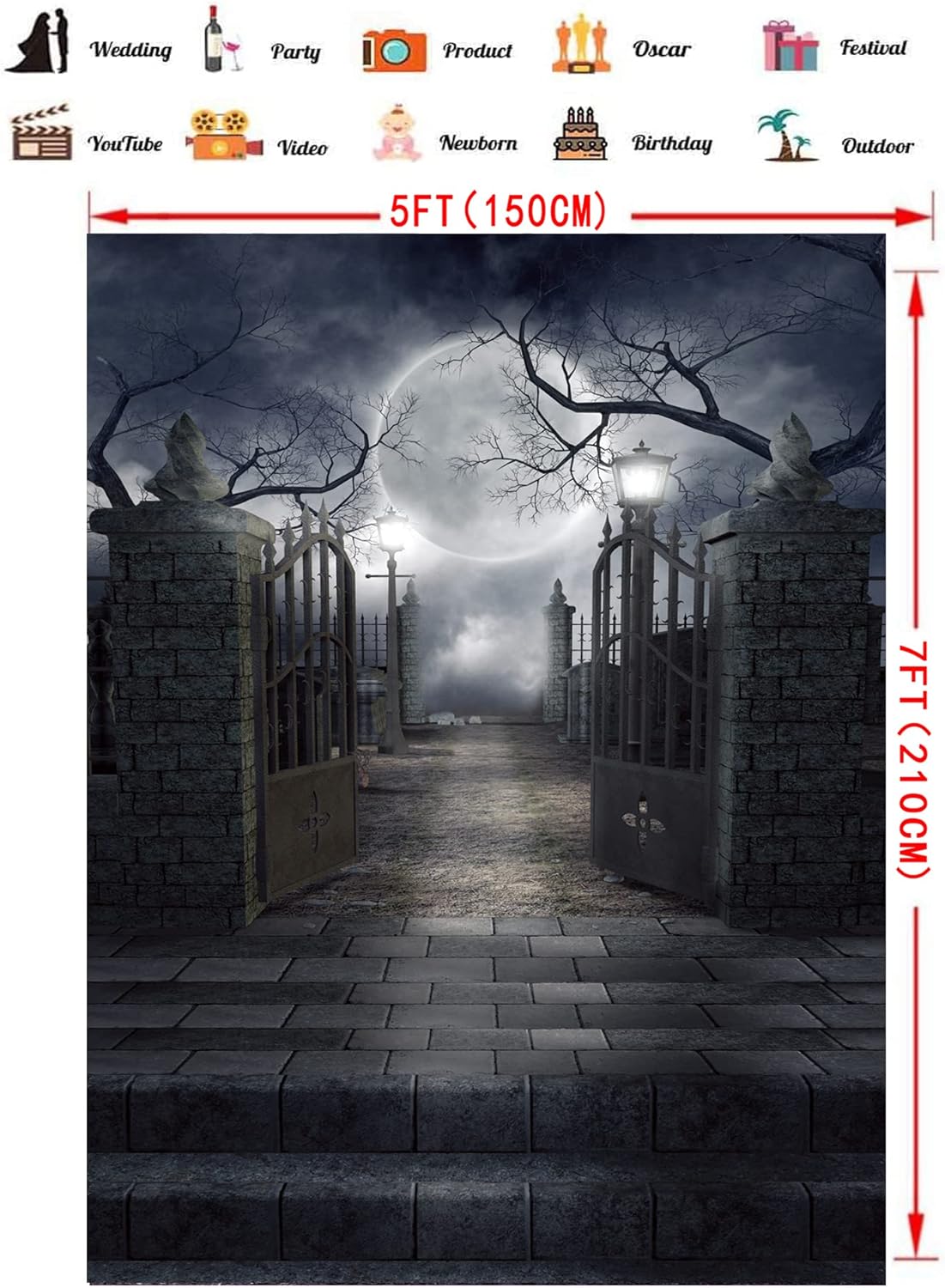 CHAIYA Halloween Backdrop Background Nightmare Before Christmas Backdrop for Photography Zombie Themed Photo Booth Party Decorations 5x7ft