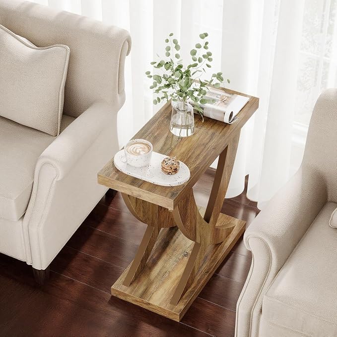 Tribesigns End Table for Living Room with Cross Fishtail Support, Side Table and Farmhouse Accent Furniture for Small Spaces (1)