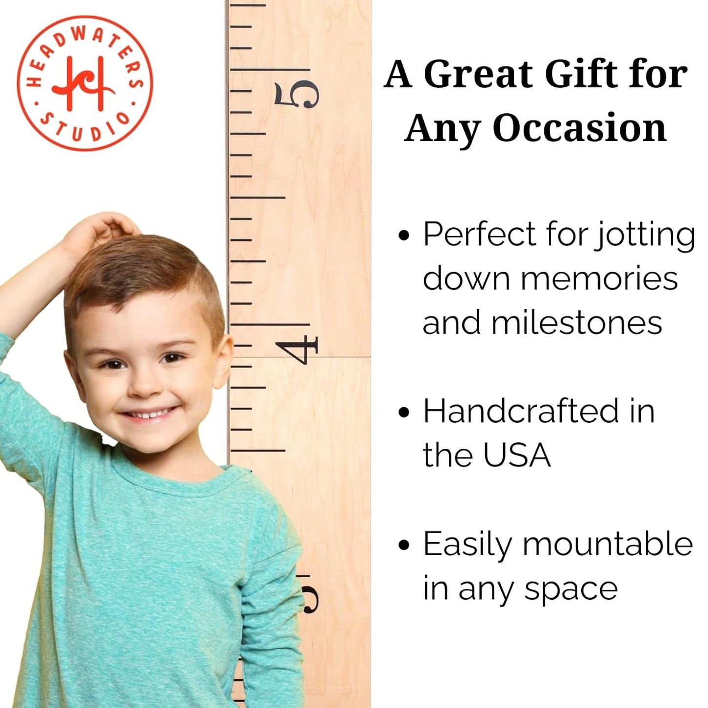 Wooden Growth Chart – Kids Height Chart, Wall Measurement for Kids, Height Chart for Wall, Growth Ruler for Children – Natural Ruler (63"x6.7")