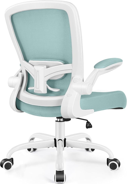 FelixKing Office Chair, Ergonomic Desk Chair Breathable Mesh Chairs Adjustable High Back Lumbar Support Flip-up Armrests, Executive Rolling Swivel Comfy Computer Chairs Home Office Light Blue