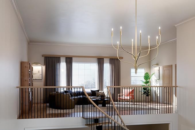 KICHLER Livadia 8-Light Chandelier, Soft Modern-Light in Champagne Bronze, for Foyer, Great Room, or Vaulted Dining or Bedroom (47.75" x 47.75"), 52675CPZ