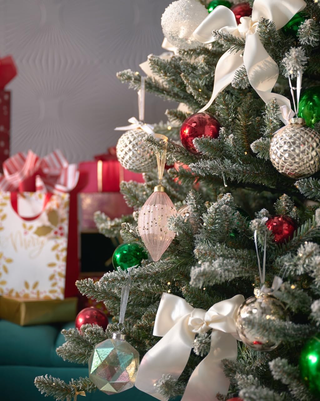Papyrus 12 Piece Crystal Christmas Glass Ornament Set, 3.15" Dia, 4 Styles Equally Assorted