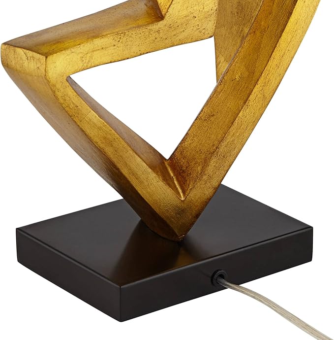 Possini Euro Design Zeus 28 1/2" Tall Modern Glam End Table Lamps Set of 2 Sculptural Gold Leaf Living Room Bedroom Bedside Nightstand House Office Home Reading Kitchen Entryway Console Black Shade