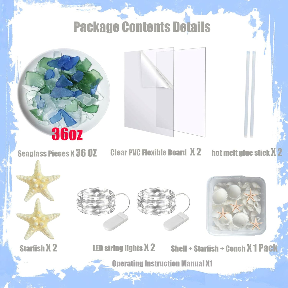 WECKLOM Christmas Tree DIY Kit Sea Glass Pieces for DIY Crafts Christmas Craft DIY Christmas Tree Lights Lamp Christmas Ornament Crafts