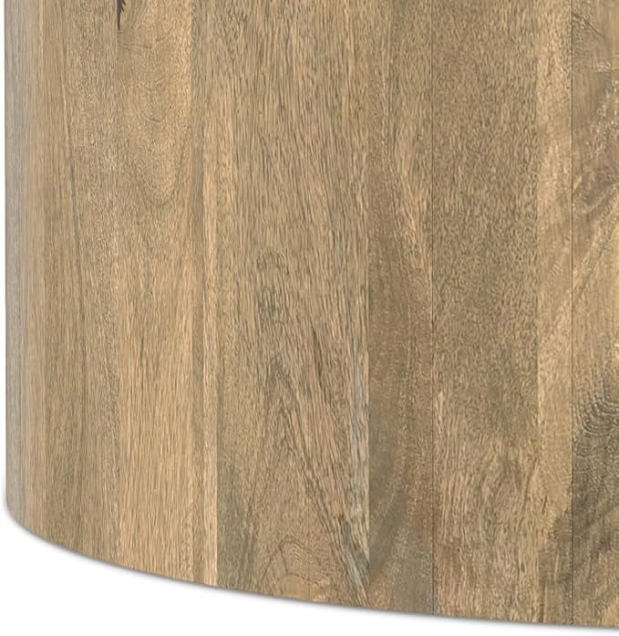 SIMPLIHOME Millbury Drum Coffee Table - 36 inch Wide Solid Mango Wood Round Living Room Table in Briarsmoke, Contemporary Cocktail Table for Family Room or Lounge with Large Surface, Assembled