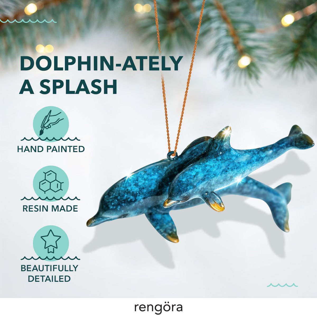 Hand-Painted Beach Christmas Ornament – Coastal Tree Decoration for Ocean Lovers – Unique Nautical Ornament for Christmas Tree or Stocking Stuffer Gift (Mother and Baby)