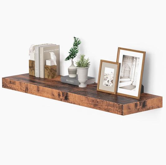 10 inches Deep Floating Shelves 36 inch Long, Sing Shelves for Wall Heavy Duty for Bedroom, Bathroom, Living Room, Kitchen, Office, Farmhouse Shelf Home Decor, Set of 1, Rustic Brown