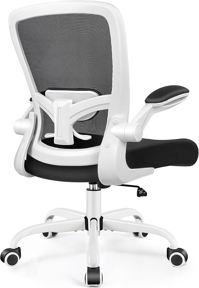 FelixKing Office Chair, Ergonomic Desk Chair Breathable Mesh Chairs Adjustable High Back Lumbar Support Flip-up Armrests, Executive Rolling Swivel Comfy Computer Chairs Home Office White