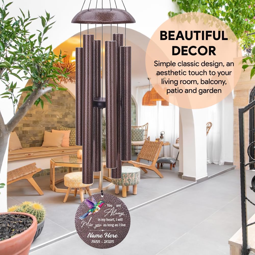 Personalized Wind Chime Memorial, Metal Wind Chime Deep Tone, Wind Chimes for Loss of Loved Father/Mother/Lover, Commemorative Sympathy Bereavement Gifts