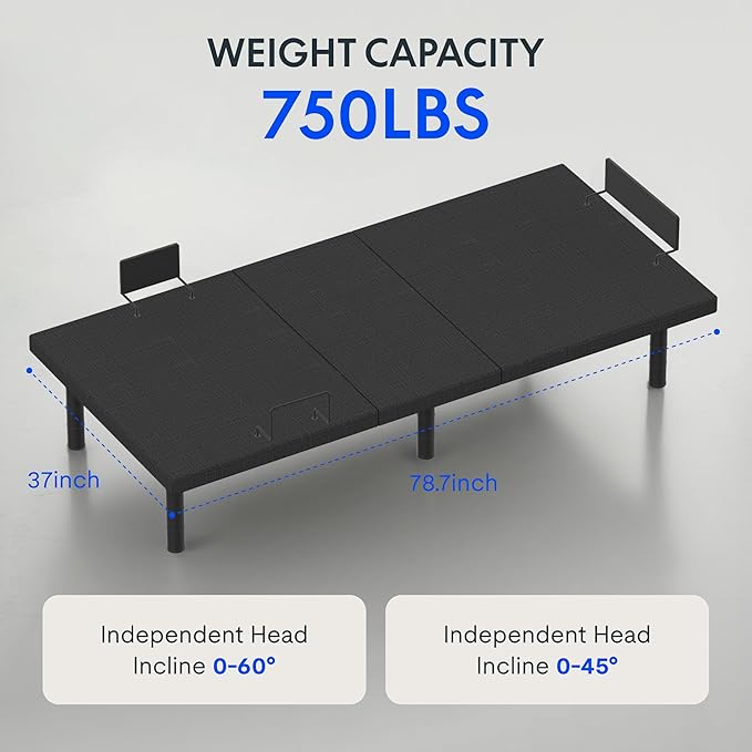 FLEXISPOT Adjustable Bed Frame Base Split King,Massage, Zero Clearance, Synchronized Adjustment,Whisper Quiet Durable Motor,Zero Gravity,Mattress Holders.