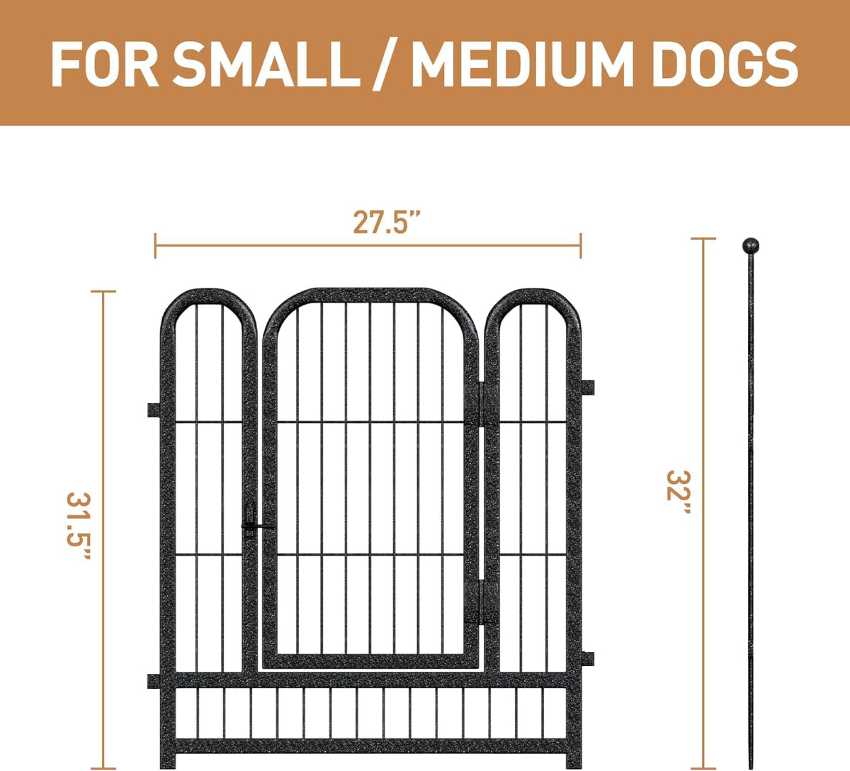 Metal Dog Playpen, 32" Inch Height 32Panels, Ideal Dog Fence for Large/Medium/Small Dogs Indoor & Outdoor Bliss, Perfect Dog Pen for Camping, Yard and RV | Black-Silver