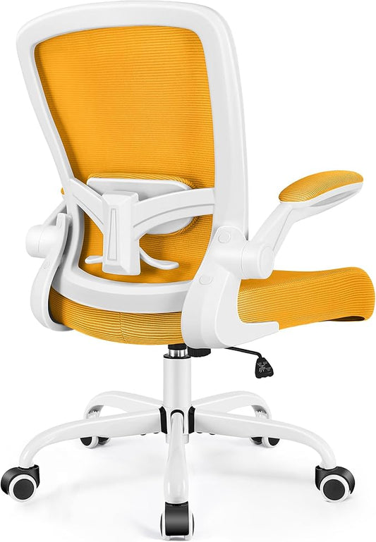 FelixKing Office Chair, Ergonomic Desk Chair Breathable Mesh Chairs Adjustable High Back Lumbar Support Flip-up Armrests, Executive Rolling Swivel Comfy Computer Chairs Home Office Yellow