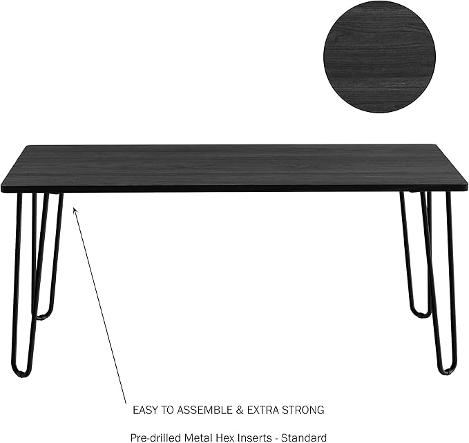 Coffee Table with Hairpin Legs ' Modern Industrial Style Decor Woodgrain-Look and Steel
